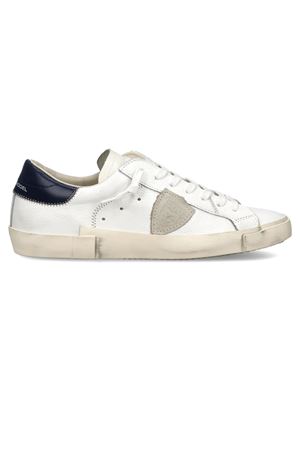 Sneakers Prsx in pelle bianca e blu oceano PHILIPPE MODEL | PRLUVZ03